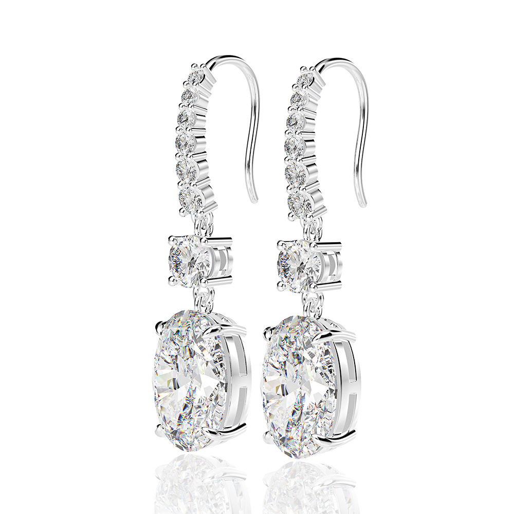 2.0 Carat Oval White Simulated Diamond Earrings