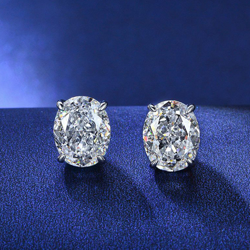 925 Silver White Gold Plated 8x10mm Oval 4ct Diamond Wedding Set