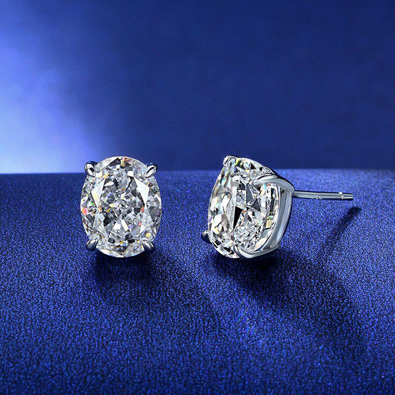 925 Silver White Gold Plated 8x10mm Oval 4ct Diamond Wedding Set