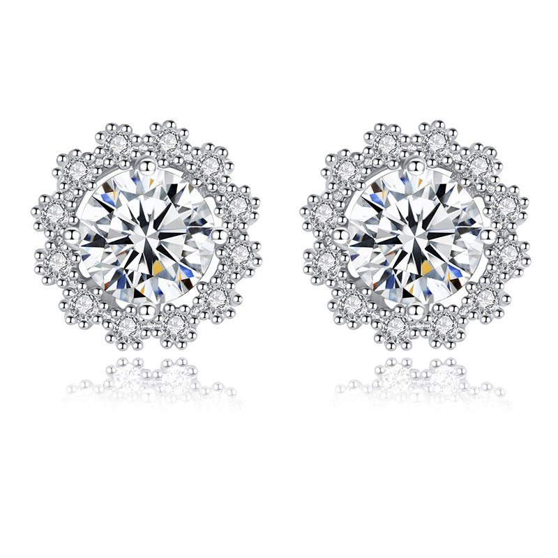 1.0 Carat Round Moissanite Diamond Eternity Earrings