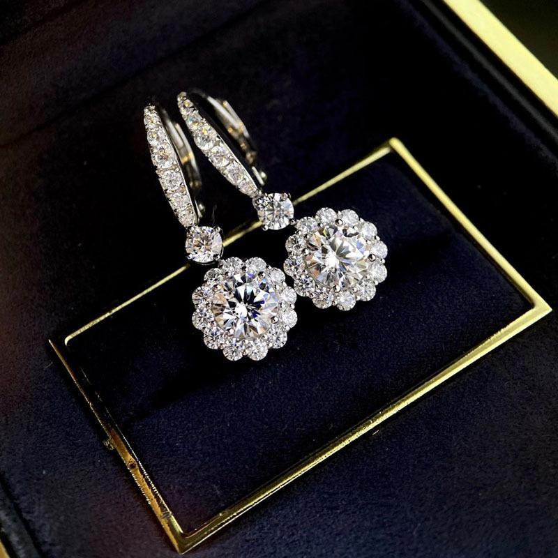 1.0 Carat Simulated Diamond Earrings with 4.0 Carat Side Stones
