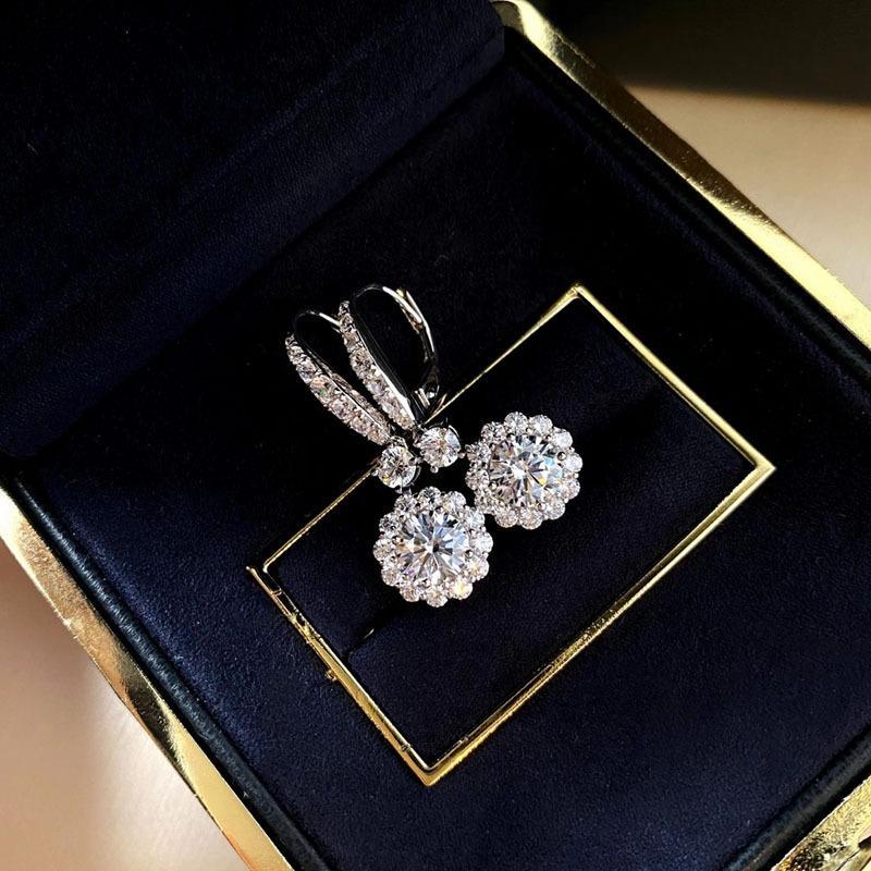 1.0 Carat Simulated Diamond Earrings with 4.0 Carat Side Stones