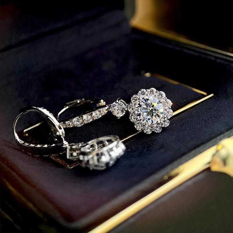 1.0 Carat Simulated Diamond Earrings with 4.0 Carat Side Stones