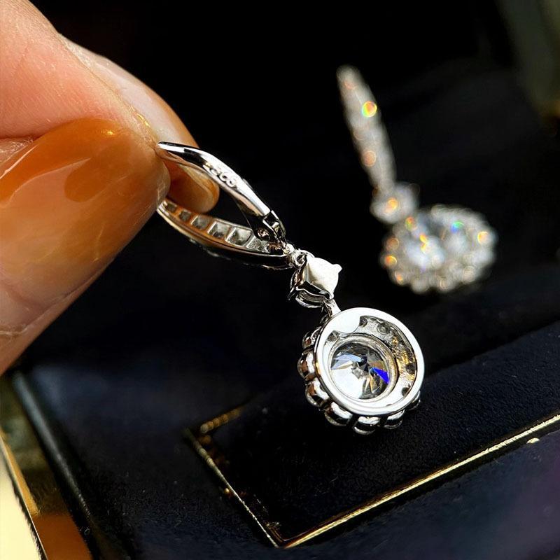 1.0 Carat Simulated Diamond Earrings with 4.0 Carat Side Stones