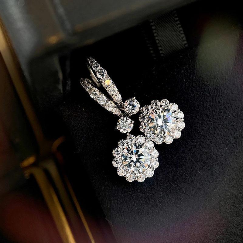 1.0 Carat Simulated Diamond Earrings with 4.0 Carat Side Stones