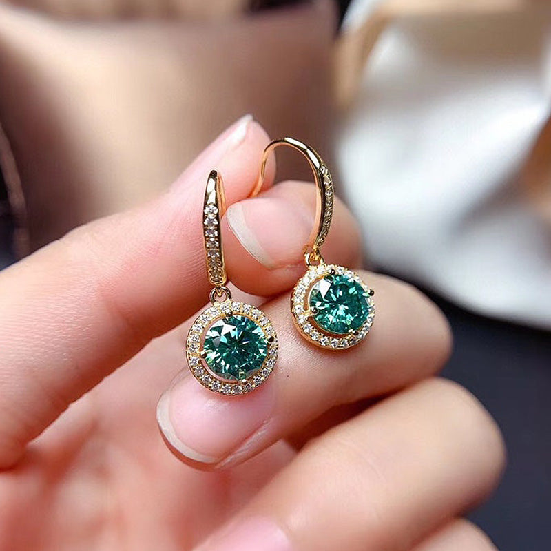 1.0 Carat Paraiba Tourmaline & Simulated Diamond Earrings
