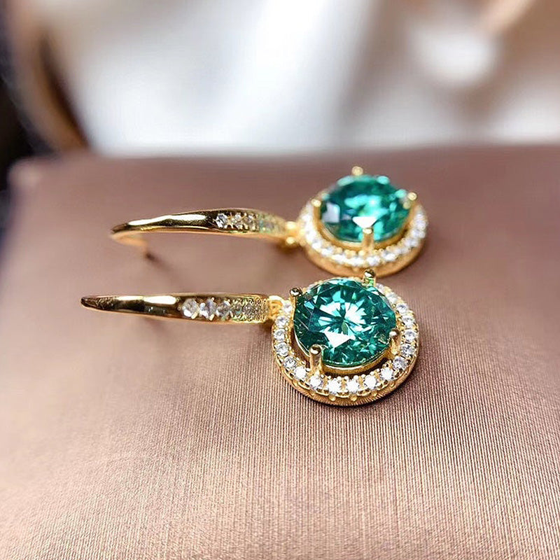 1.0 Carat Paraiba Tourmaline & Simulated Diamond Earrings