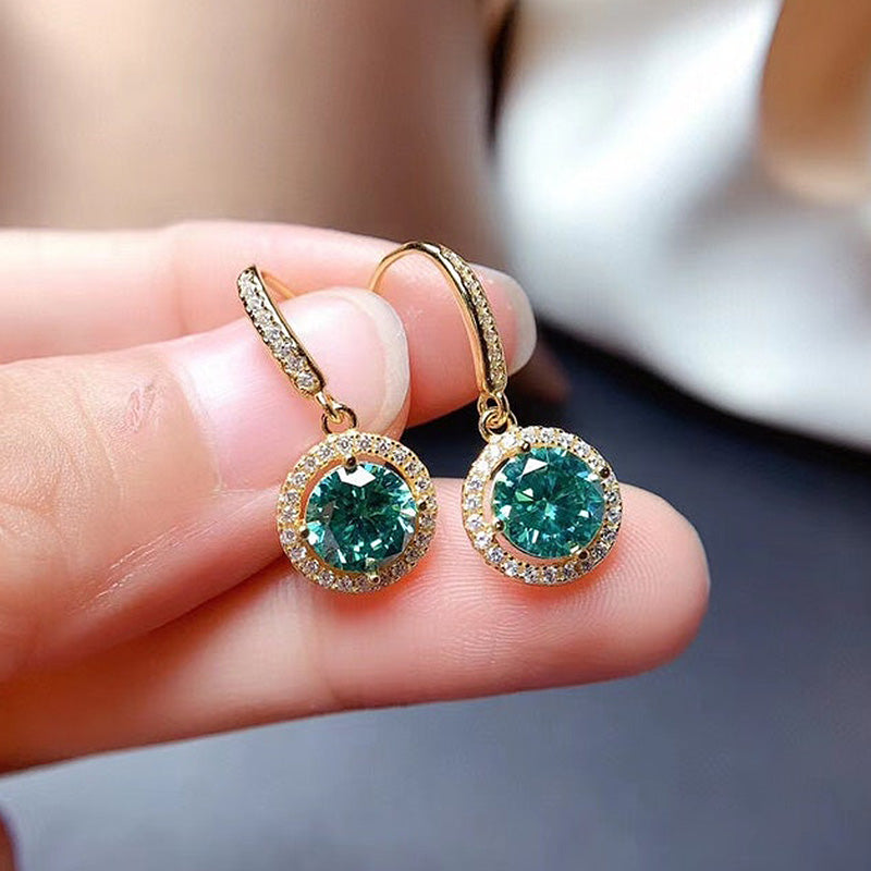 1.0 Carat Paraiba Tourmaline & Simulated Diamond Earrings