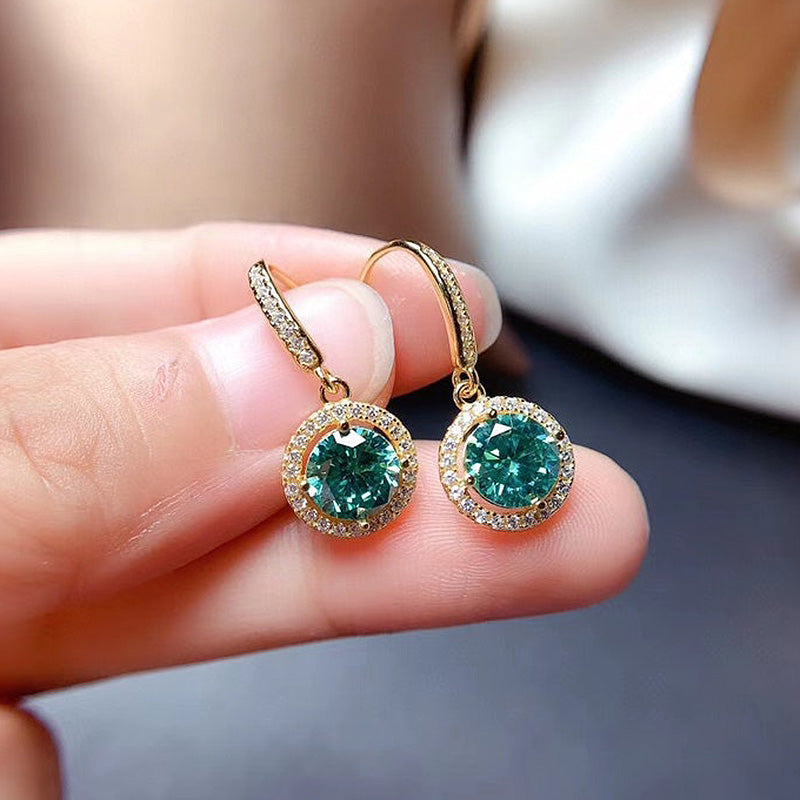 1.0 Carat Paraiba Tourmaline & Simulated Diamond Earrings