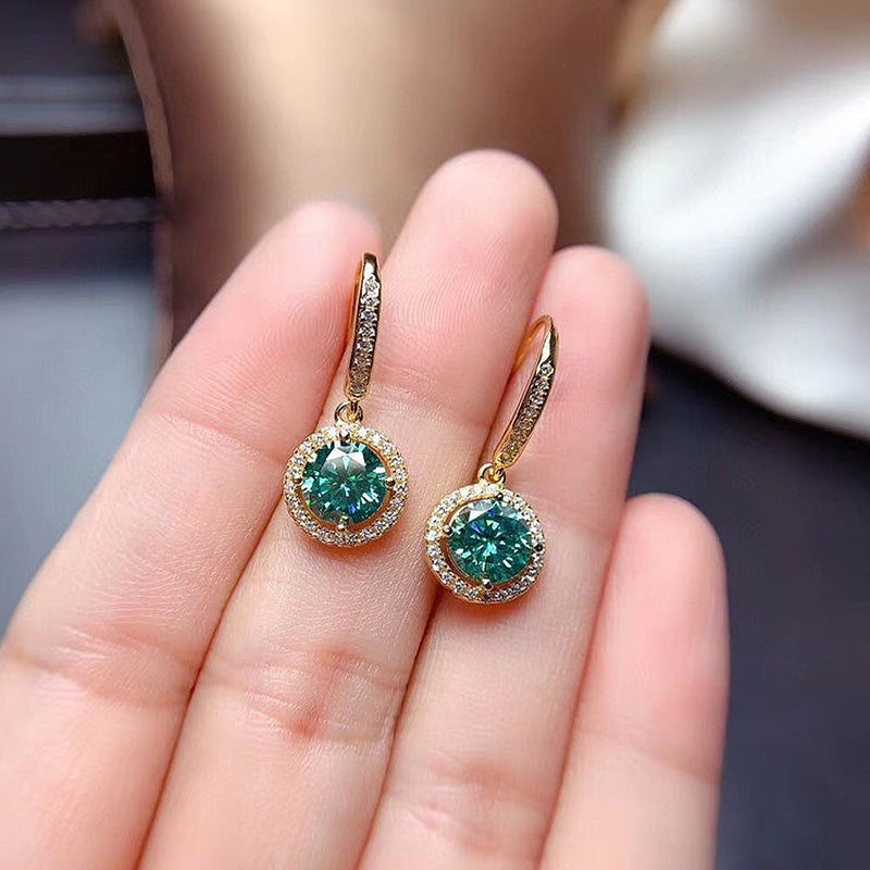 1.0 Carat Paraiba Tourmaline & Simulated Diamond Earrings
