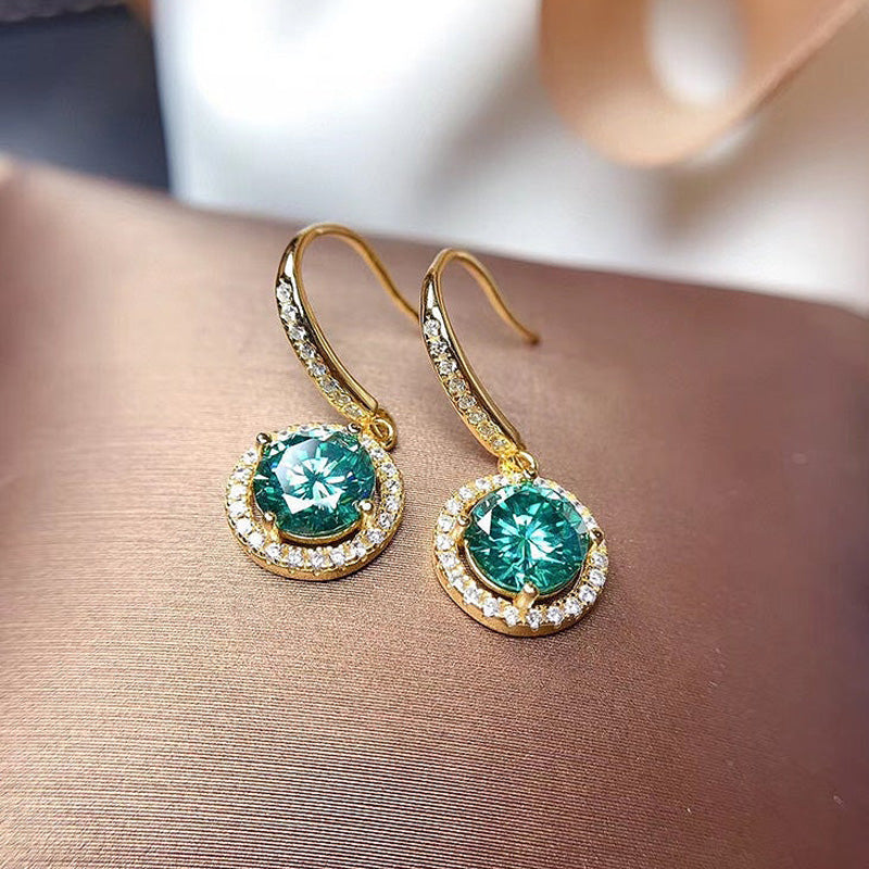 1.0 Carat Paraiba Tourmaline & Simulated Diamond Earrings