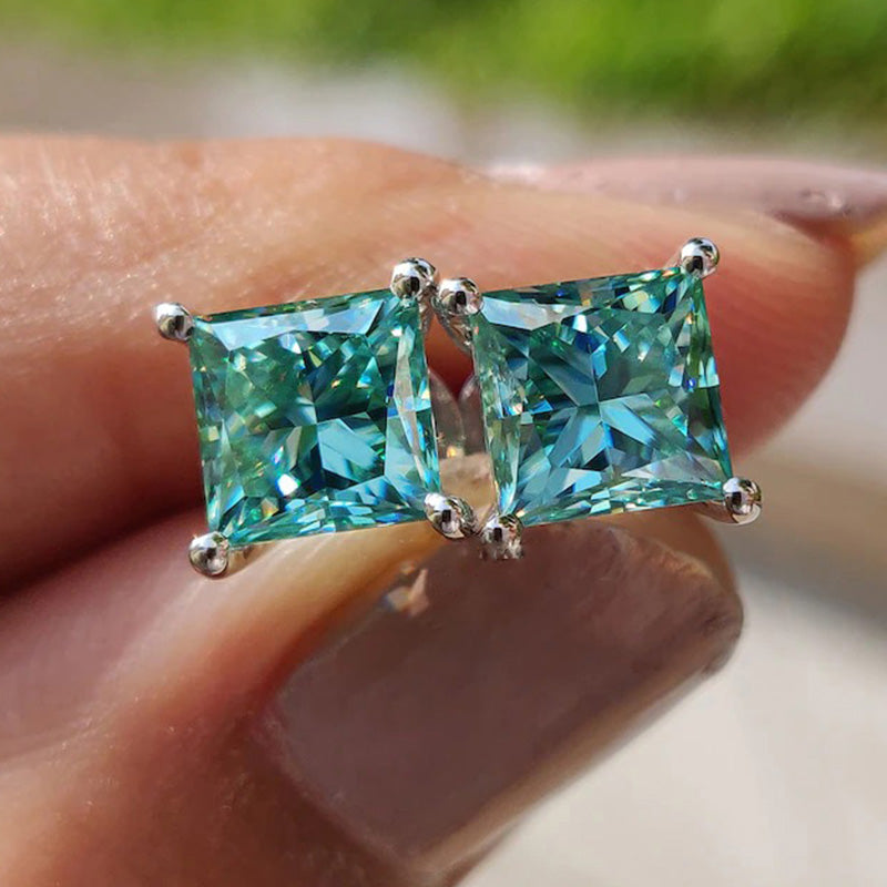 Princess Cut Paraiba Tourmaline Earrings