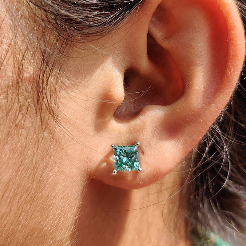 Princess Cut Paraiba Tourmaline Earrings