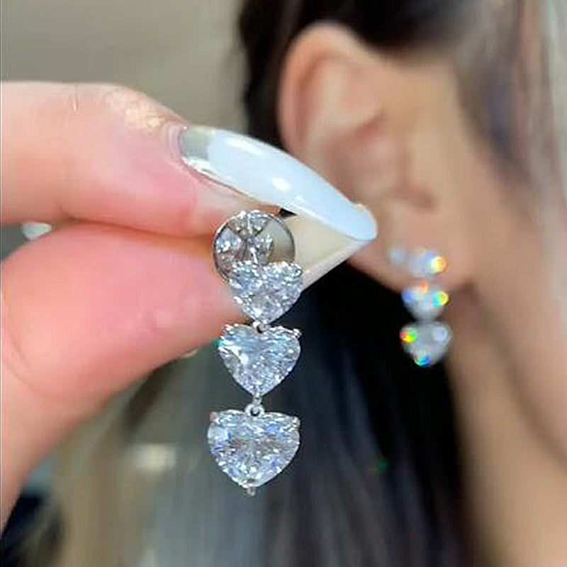 Romantic Heart-Cut Simulated Diamond Earrings for Special Moments