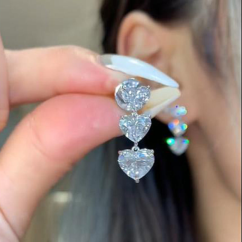 Romantic Heart-Cut Simulated Diamond Earrings for Special Moments
