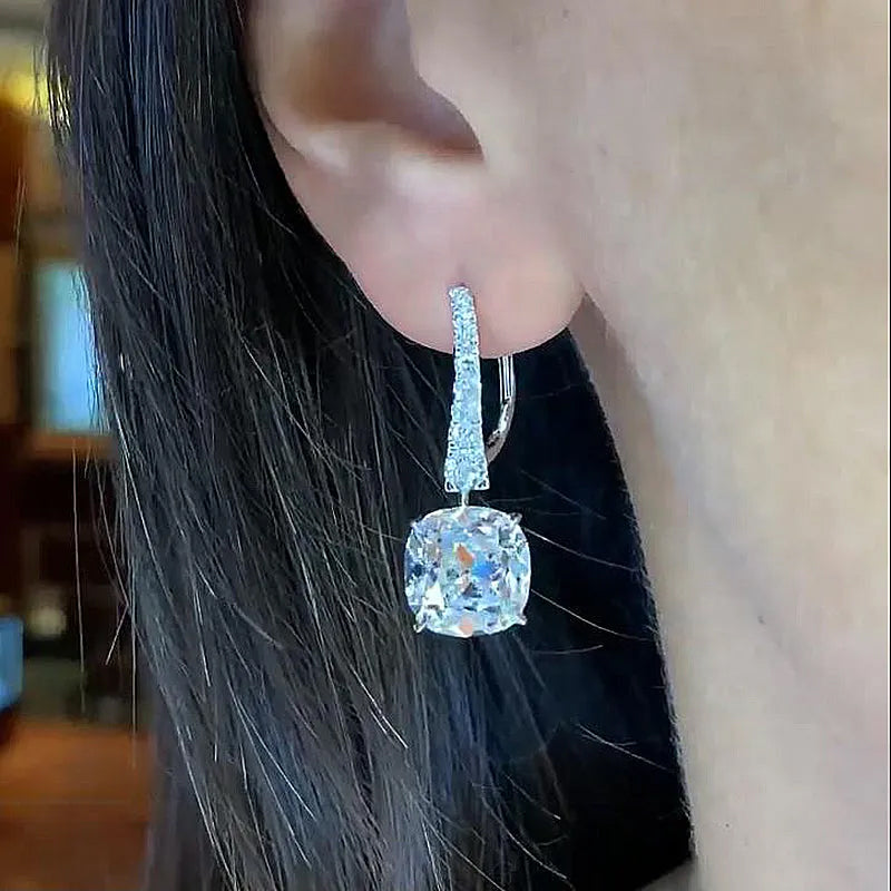 Stunning Cushion-Cut Simulated Diamond Earrings with Round Accents