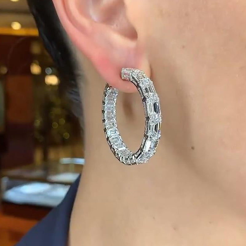Elegant White Gold Plated Round Cut Simulated Diamond Earrings