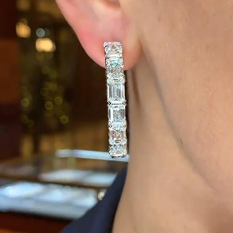 Elegant White Gold Plated Round Cut Simulated Diamond Earrings