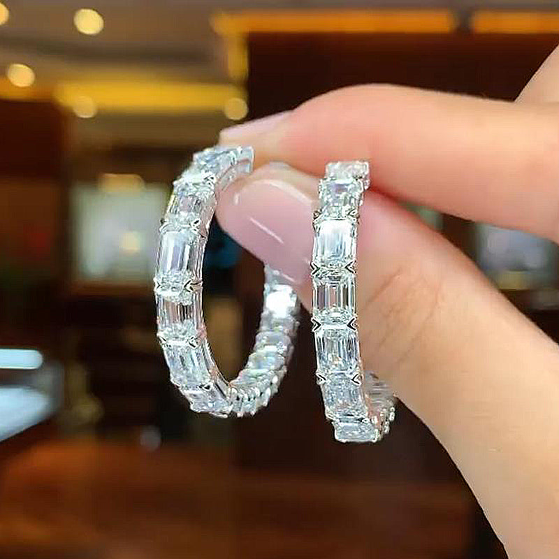Elegant White Gold Plated Round Cut Simulated Diamond Earrings