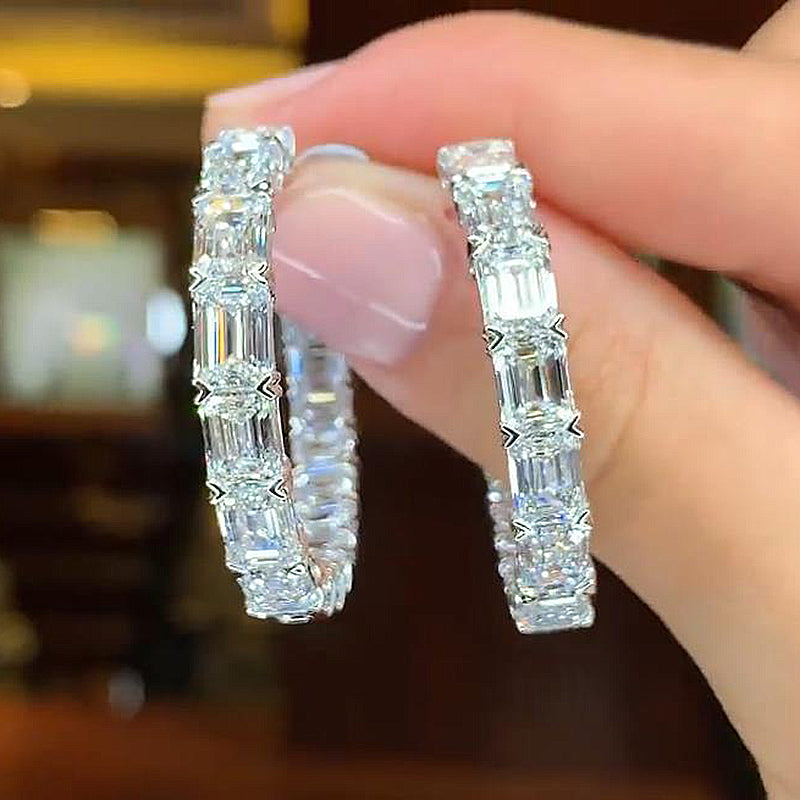 Elegant White Gold Plated Round Cut Simulated Diamond Earrings