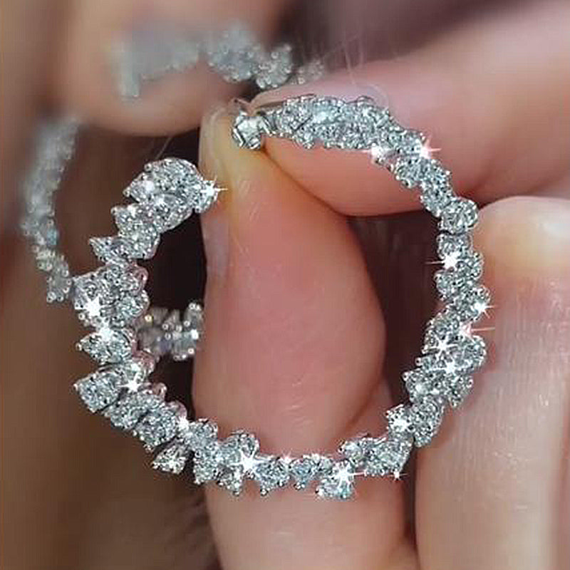 Timeless Round Cut Simulated Diamond Earrings in White Gold Plated