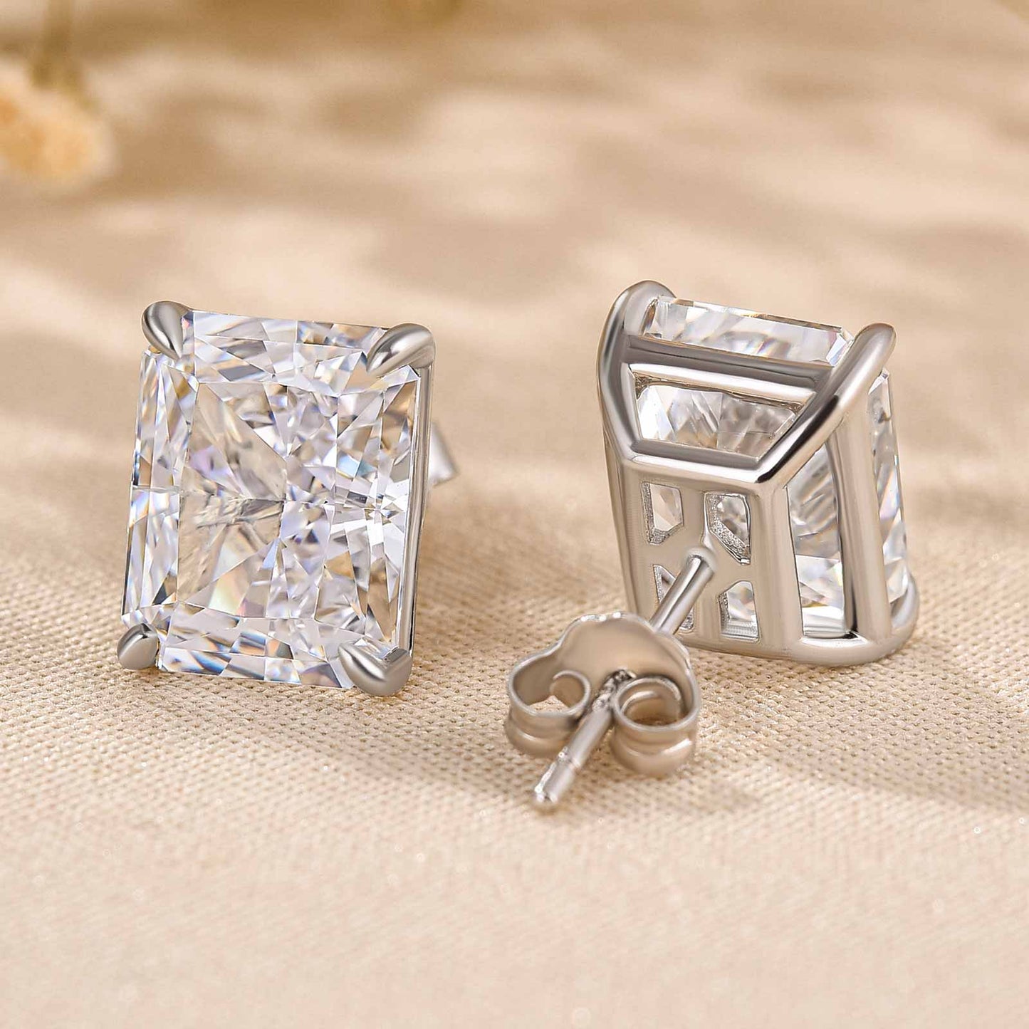 Timeless Elegance 18K Gold Plated Radiant Cut Simulated Diamond Earrings