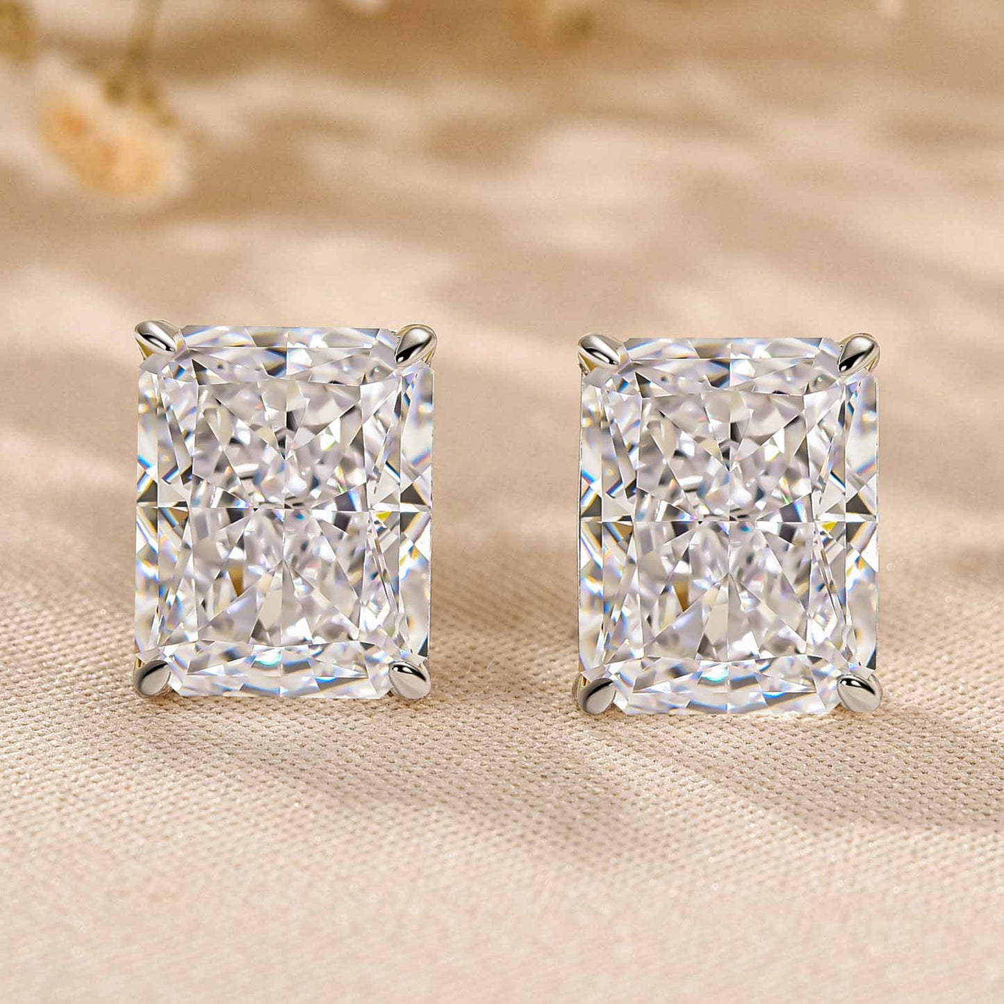 Timeless Elegance 18K Gold Plated Radiant Cut Simulated Diamond Earrings
