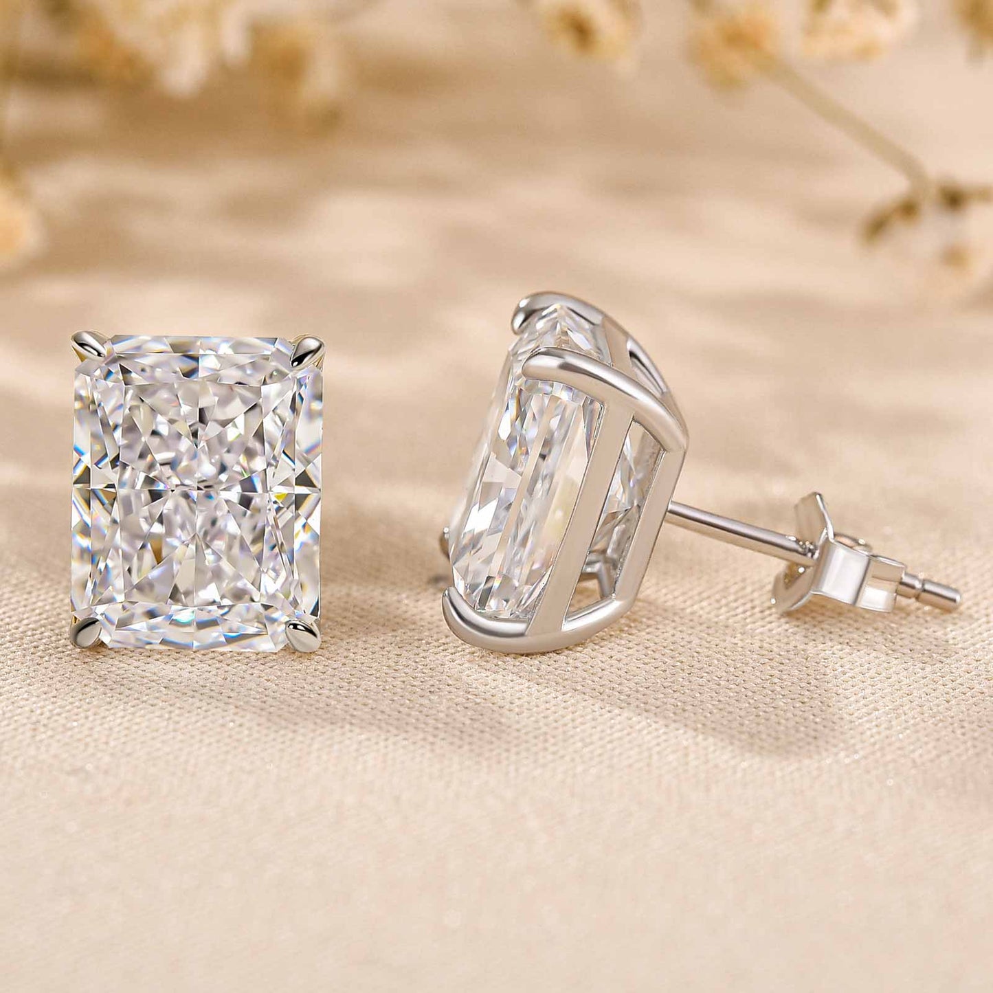 Timeless Elegance 18K Gold Plated Radiant Cut Simulated Diamond Earrings