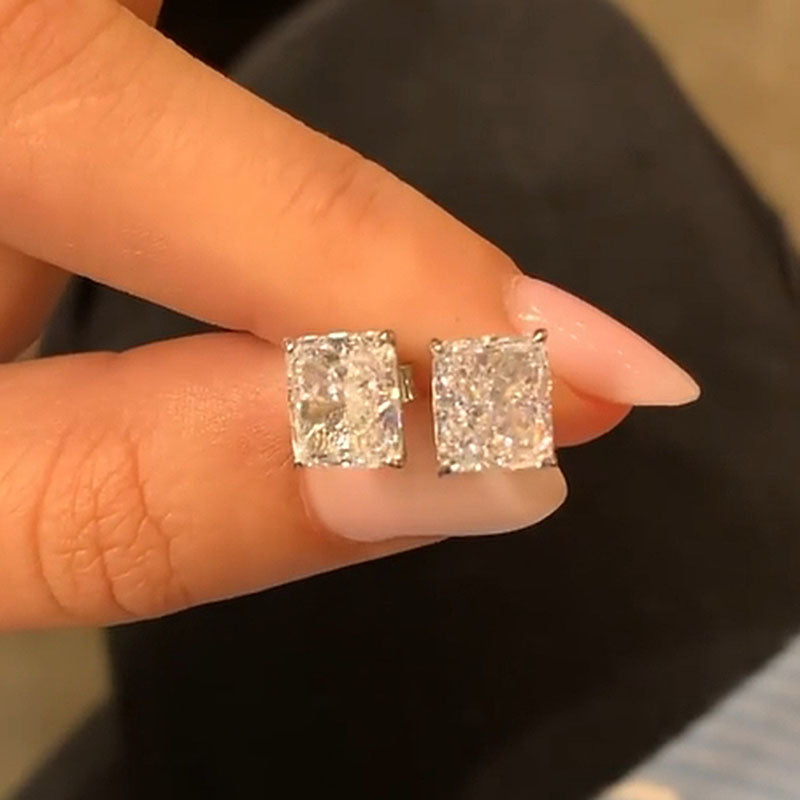 Timeless Elegance 18K Gold Plated Radiant Cut Simulated Diamond Earrings
