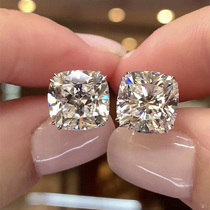 Cushion Cut Simulated Diamond Earrings