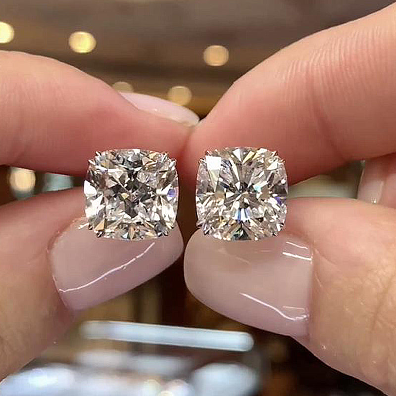 Cushion Cut Simulated Diamond Earrings