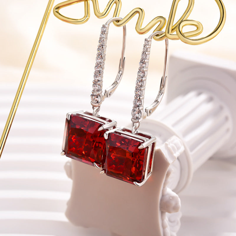 Luxury Ruby & Simulated Diamond Earrings