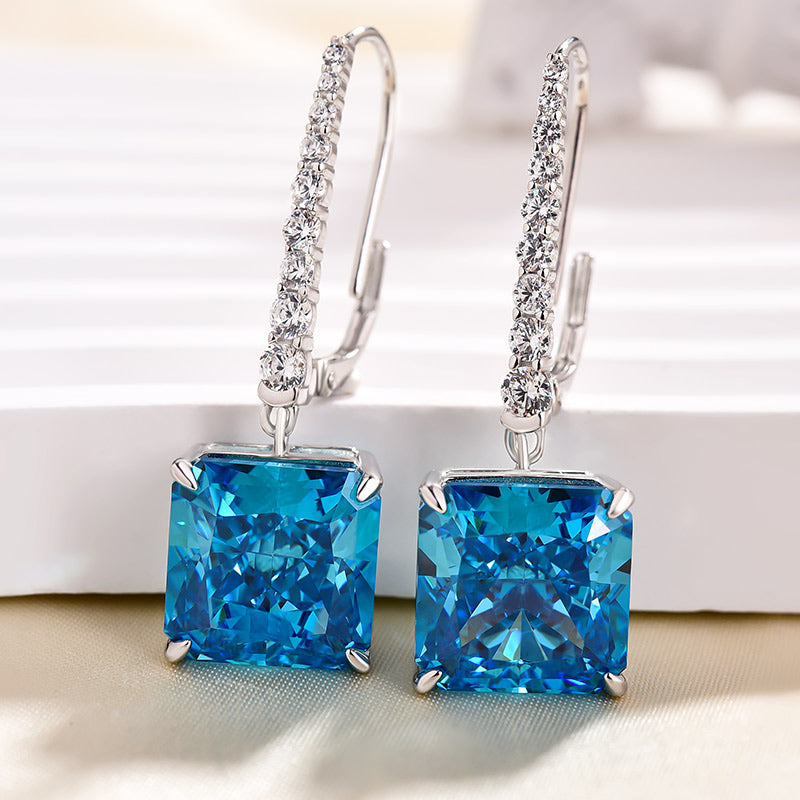 Luxury Blue Sapphire Simulated Diamond Earrings