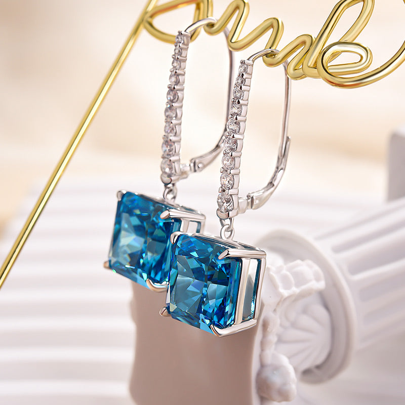 Luxury Blue Sapphire Simulated Diamond Earrings