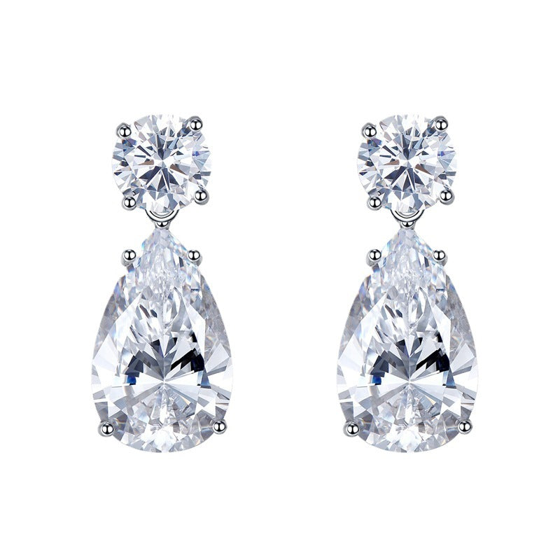 Elegant Pear & Round Simulated Diamond Earrings
