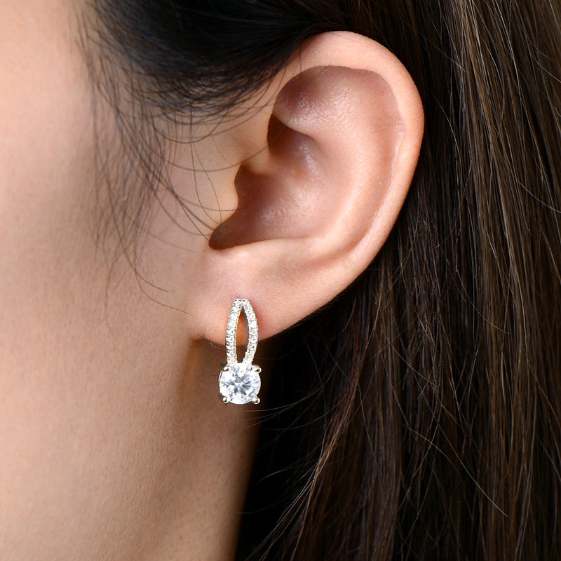 Luxury 18K Gold Moissanite Earrings, Sterling Silver