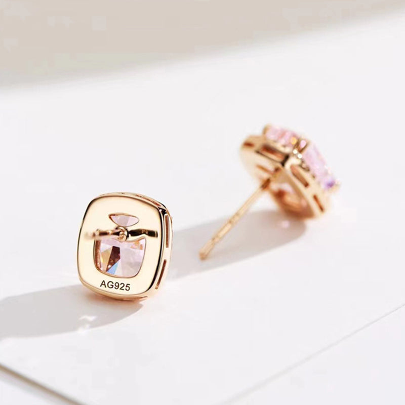Rose Gold Plated Pink Sapphire & Diamond Earrings