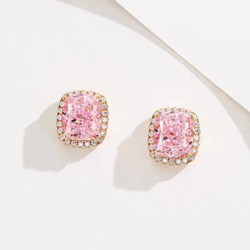 Rose Gold Plated Pink Sapphire & Diamond Earrings