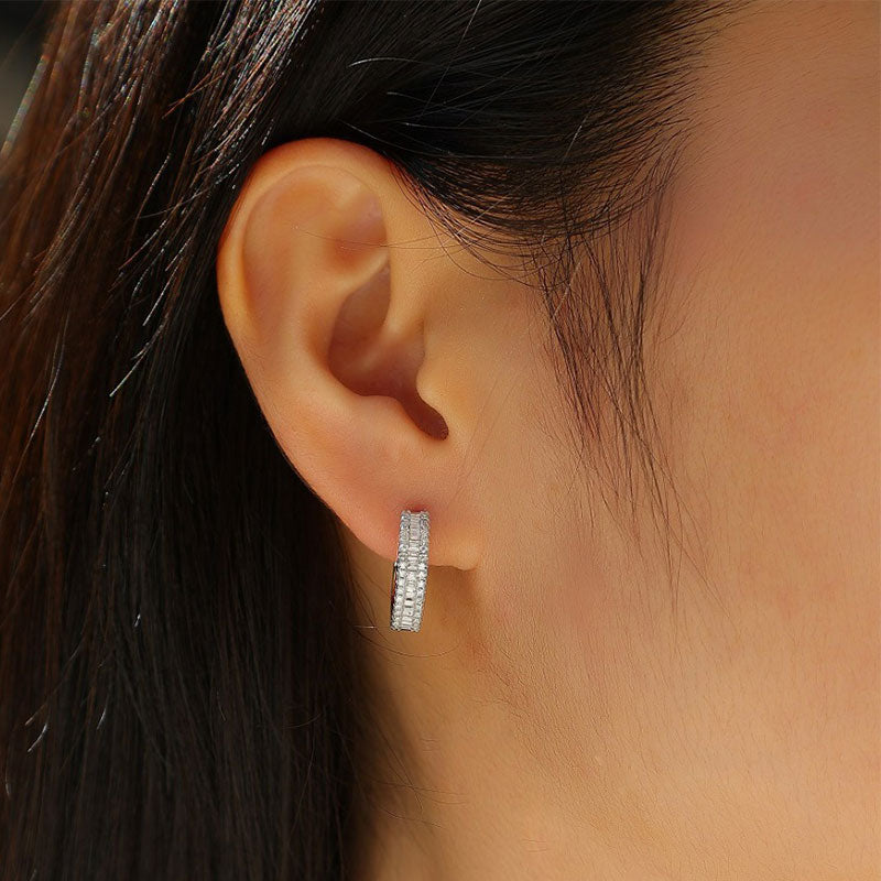 Elegant Round & Emerald-Cut Moissanite Earrings