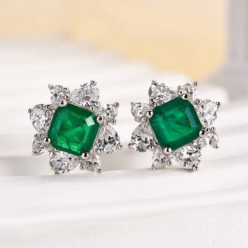 Elegant Emerald-Cut Simulated Diamond Earrings