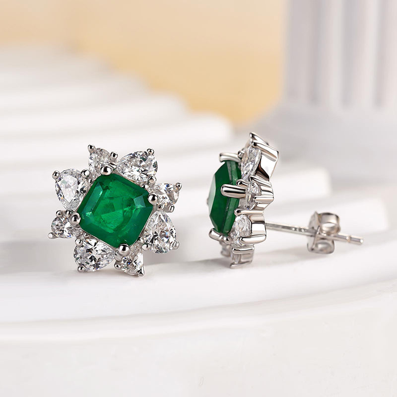 Elegant Emerald-Cut Simulated Diamond Earrings