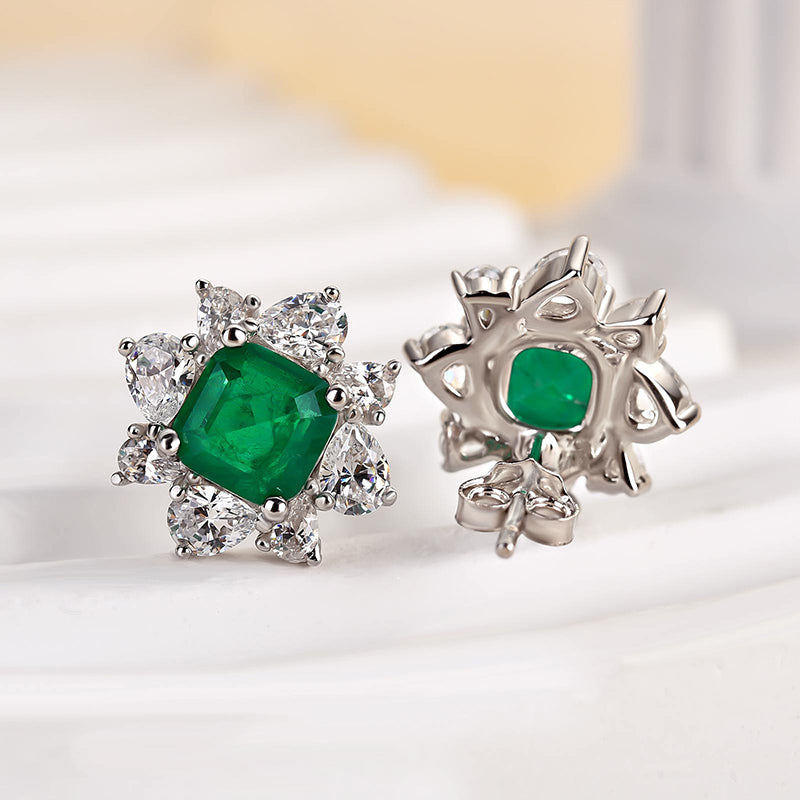 Elegant Emerald-Cut Simulated Diamond Earrings