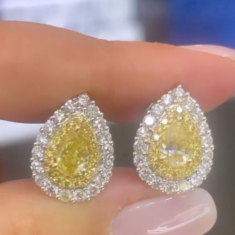 Elegant Pear-Cut Yellow Simulated Diamond Earrings