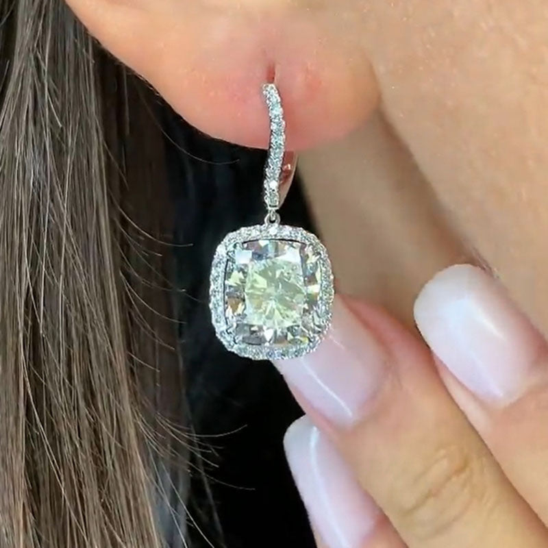 Luxurious Cushion-Cut Simulated Diamond Earrings