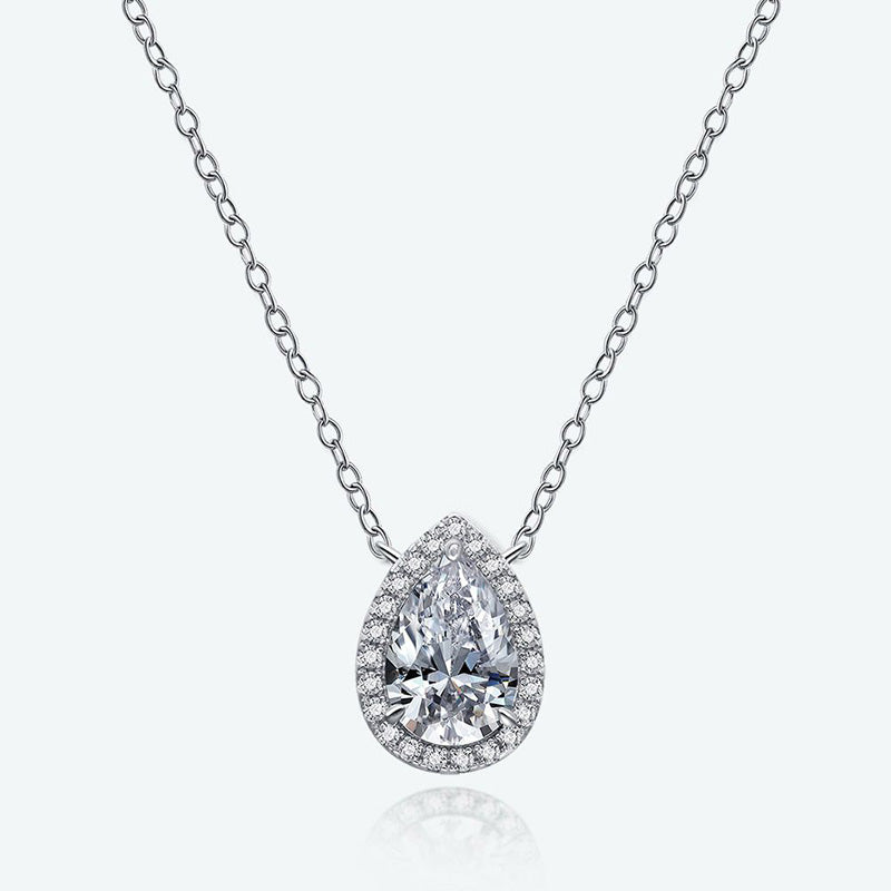 Elegant Pear Cut Simulated Diamond Necklace in White Gold