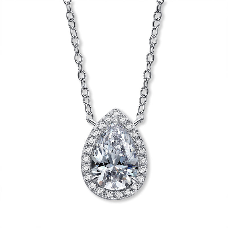 Elegant Pear Cut Simulated Diamond Necklace in White Gold