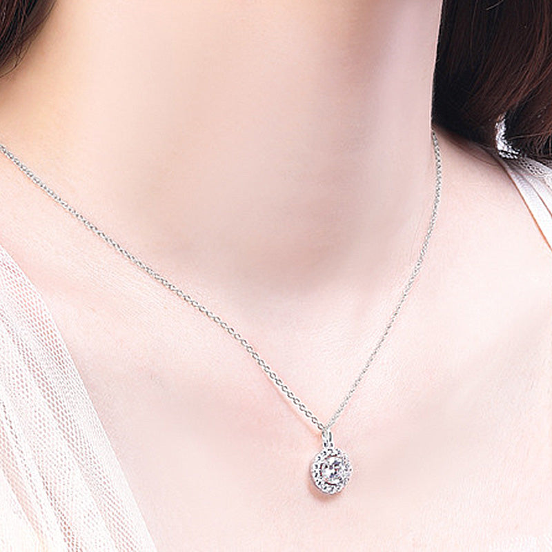 Eternal Love Round Cut Simulated Diamond Necklace in White Gold