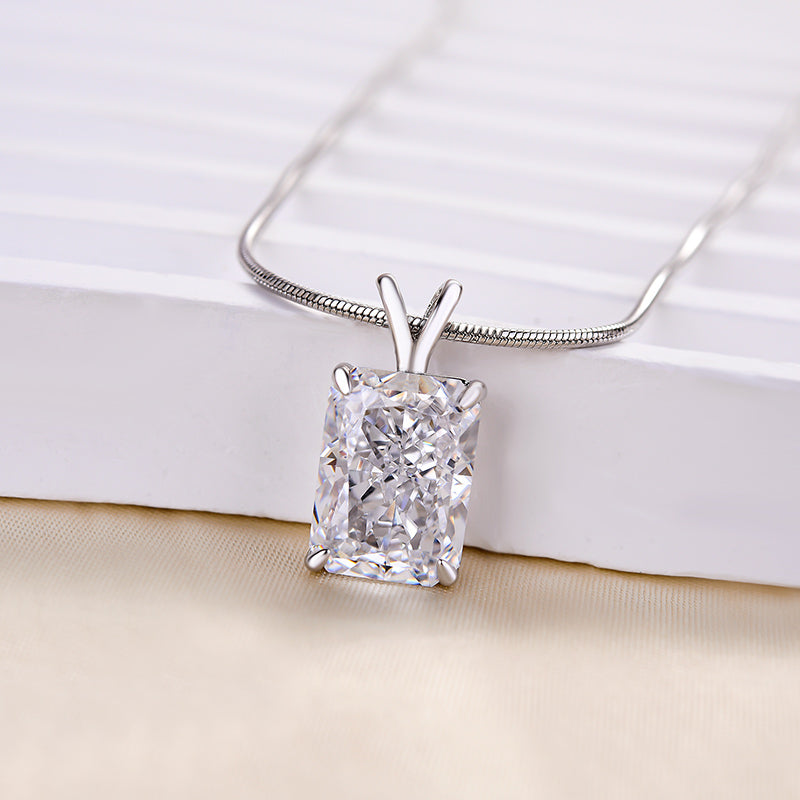 Radiant Cut Simulated Diamond Necklace in 18K White Gold