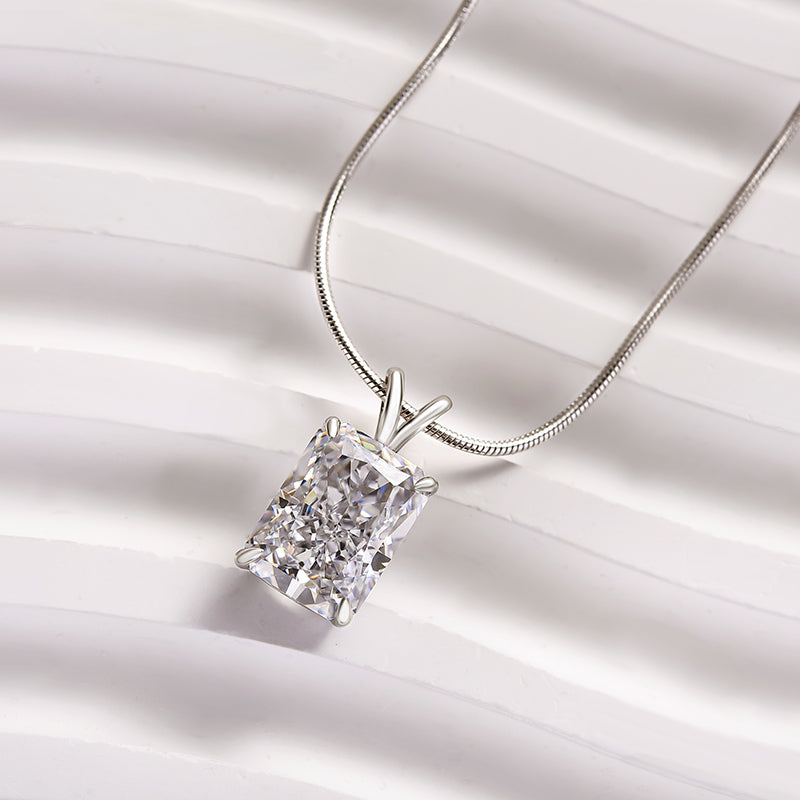 Radiant Cut Simulated Diamond Jewelry Set in Sterling Silver & White Gold