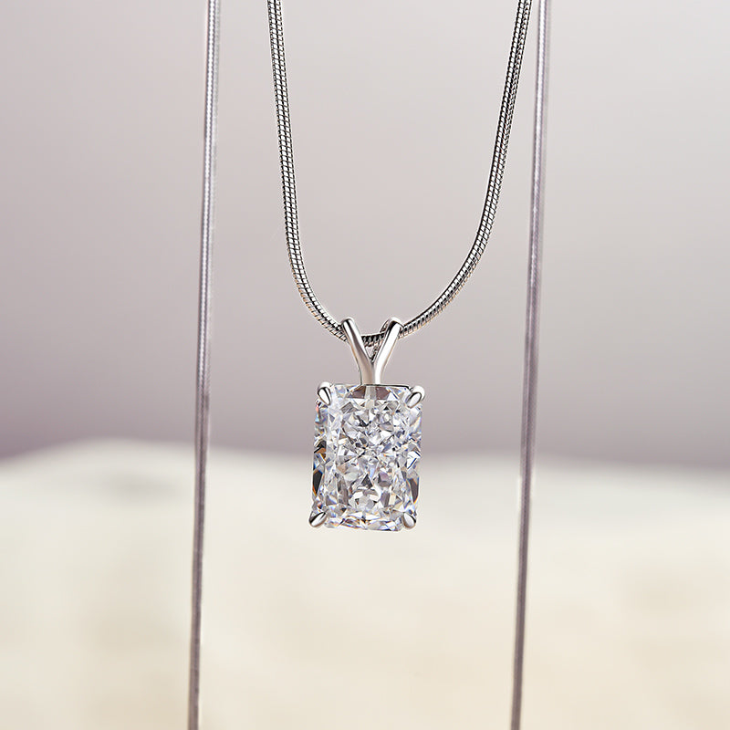Radiant Cut Simulated Diamond Necklace in 18K White Gold